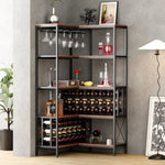 ZUN Corner Wine Rack Bar Cabinet Industrial Freestanding Floor Bar Cabinets for Liquor and Glasses WF325112AAB