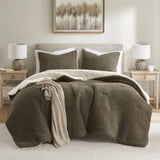 Waffle Knit Chenille Comforter Set King B035P294137