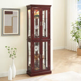 ZUN Curio Cabinet Lighted Curio Diapaly Cabinet with Adjustable Shelves and Mirrored Back Panel, W1693P154579