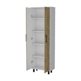Fagan 2-Door 5-Shelf Kitchen Pantry White and Macadamia B062103265