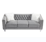 Gray, 23 Seat Sofa Set, Velvet Crystal Buckle Upholstery Sofa, Crystal Feet, Removable Cushion, 41706081