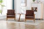 ZUN Accent Chairs Set of 2 with Table, Mid Century Modern Accent Chair, Wood and Fabric Armchairs 03533300