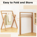 Teak Wood Towel Rack Foldable 93584914