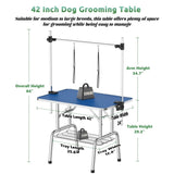 42 Inch Foldable Dog Grooming Table for Home with Adjustable Arm, Noose, Non-Slip Surface, and T3210P293740
