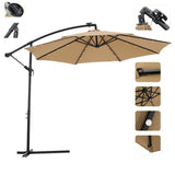 10 FT Solar LED Patio Outdoor Umbrella Hanging Cantilever Umbrella Offset Umbrella Easy Open 73726106
