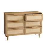 ZUN 6 drawers Rattan dresser Rattan Drawer, Bedroom,Living Room W75763040