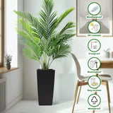 Square Planter for Indoor or Outdoor Use, 22-Inch High Faux Rattan Design Planter with Automatic W3213P311468