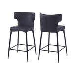 ZUN 28inch Counter Height Bar Stools Set of 2, Modern Bar Upholstered Chairs with PU Leather, Metal N762P199304B