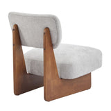 Modern Lounge Chair with Polyester Upholstery, Sturdy Wood Base With Walnut Finish, N767P241702L