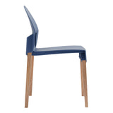 4-Pack Grey Blue Chairs Red Oak Wood Legs & PP Seat, Indoor Dining & Living Room Furniture Set W3450P322868