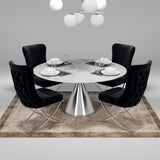 PrimeNest Noblesse Collection Upholstered Silver Legged Dining Chair, Set of 2, Black B030P286145