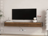 Floating TV Stand, Wall Mounted TV Shelf with Led Lights & Power Outlet,High Gloss TV Cabinet for 62728944