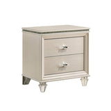 2 Drawers Nightstand with Acrylic Legs, Pearl White B016P252233