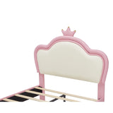 NEWTwin Size Princess Bed Crown Headboard, PU Upholstered Platform Bed , Twin Size Bed Frame W3004P230682