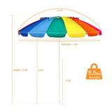8 Ft Beach Umbrella With UV Protection 16-Ribbed Windproof Frame 72593657