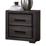Gray 1pc Nightstand Bedroom Furniture Bedside Table 2-Drawers Two-tone Design w/ Black Trim Paper B011P222864