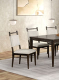 Dark Walnut Side Chairs Upholstered Seat 100% Polyester Kitchen Dining Room Set of 2pc Dining Chairs B011P321003
