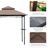 Outdoor BBQ Canopy Gazebo with 2 Side Shelves,8' x 5' Coffee Color 51933183