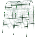 Outdoor Metal Garden Trellis with Climbing Net,57" x 66" x 81", Green 02505931