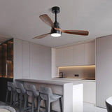 48 Inch Modern Ceiling Fan With Lights 3 Wood Fan Blade Noiseless Reversible Motor Smart Remote W934P152307