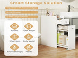 Slim Bathroom Storage Cabinet with Caster Drawer, Raised Edge Top Shelf Anti-Fall Organizer-White 00552411