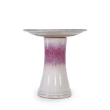 17'' Ceramic Bird Bath for Outside, Elegant Tall Outdoor Bird Bath, Lightweight Pedestal Glazed W3273P322556