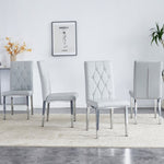 ZUN 4 piece dining chairs.Light gray provides a modern feel, while the checkered buckle design has a W1151132020