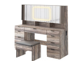 Large Vanity Table Set with 3 Opening Mirrors and LED Lights, Vanity Table with Full Storage Behind 95580572