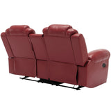 Home Theater Seating Manual Recliner Loveseat with Hide-Away Storage, Cup Holders and LED Light WF310726AAJ