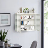 27.56"Glass Doors Modern Two-door Wall Cabinet with Featuring Three-tier Storage for Entryway Living W757119328