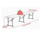 Plastic Folding Bench 6 ft 2 Pack, Portable Indoor/Outdoor Bench for Picnic, Party, Patio, Camping & 79841458