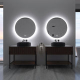 ZUN 32 in. Round Acrylic Framed Dimmable Anti-Fog LED Bathroom Vanity Mirror W716P233451