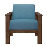 Blue Fabric Upholstered 1pc Accent Chair Walnut Finish Wood Durable Modern Home Furniture Padded B011P256308
