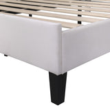 Full Size Upholstered Platform Bed with Flower Pattern Velvet Headboard, Beige 70479085