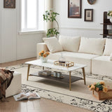 Coffee Table Rectangular Center Table for Living Room Open Space Side Table with Metal Frame W1911P269599