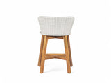 Lymington Outdoor Bar Stool, Teak Finished Wood with Light Grey Wicker, Set of 2 N775P278094G