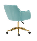 ZUN Modern Velvet Fabric Material Adjustable Height 360 revolving Home Office Chair with Gold Metal Legs 72371363