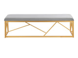Folia Glam Metal Bench in Gold Steel and Grey Velvet by B202P223516