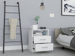 ZUN Napoles Nightstand , End Table, Side Table Superior Top, Two Drawers, One Shelf -White B20091968