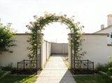 Metal Garden Arch with two plant stands 79.5'' Wide x 86.6'' High Climbing Plants Support Rose Arch W158681135