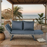 1 PCS Patio Wicker Side Foldable Bench Patio Backyard Conversation Bench Grey Wicker Dark Grey W329P285874