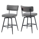 ZUN 26''Retro Swivel Counter Stools Set of 2,Grey Counter Stools with iron Frame,PU Sponge N780P199991G