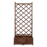 ZUN Wood Planter Raised Garden Bed with Trellis, 67 Inch Height Outdoor Garden Flower Standing Planter 45093764