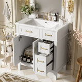 30" Bathroom Vanity with Ceramic Sink, Modern Storage Cabinet with Soft-Close Doors, Deep Drawer & N729P276610K