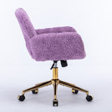 ZUN A&A Furniture Office Chair,Artificial rabbit hair Home Office Chair with Golden Metal W1143P154102