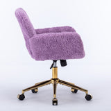 A&A Furniture Office Chair,Artificial rabbit hair Home Office Chair with Golden Metal W1143P154102