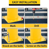 ZUN Safety Bollard Post, 52 Inch Height Steel Bollards, 4.5 Inch Diameter Parking Bollard, Yellow Powder 32439134