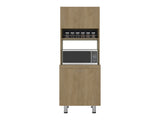Fingal Kitchen Pantry with Microwave Space, Four Shelves and Closed Storage, Natural Oak B097P474321