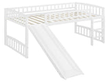 Twin size Loft Bed with Slide and Ladder, White 64080717