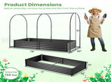 3-in-1 Raised Garden Bed with Greenhouse Cover 130 Gal Galvanized Metal Planter Box - Black 72350919